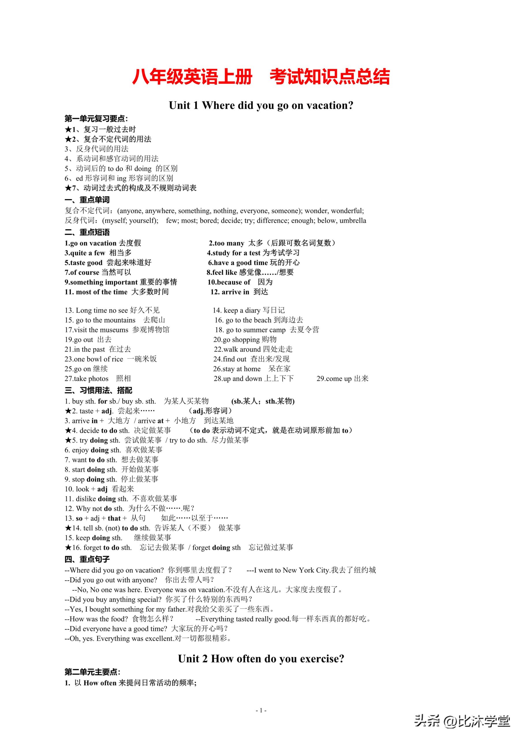 八年级英语（我把初二（八年级）英语108个考点）