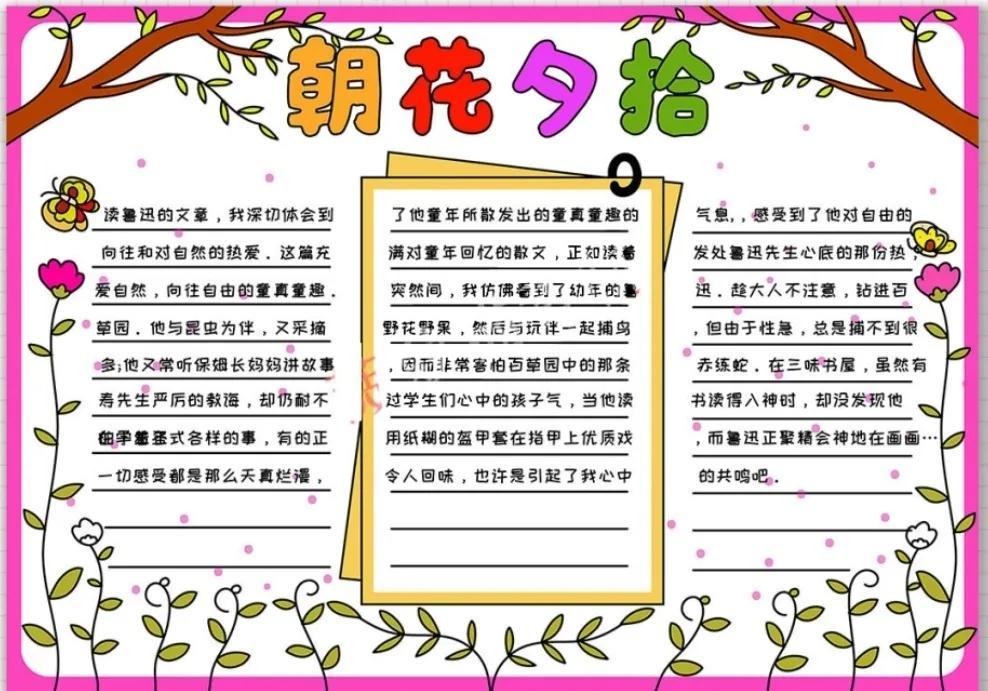 小学四年级课外阅读笔记（小学生课外阅读笔记手抄报汇总）