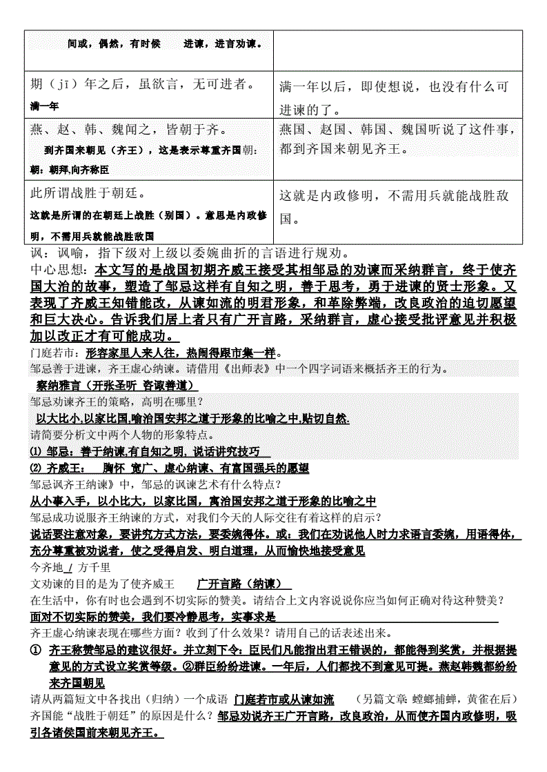 齐王筑城文言文翻译