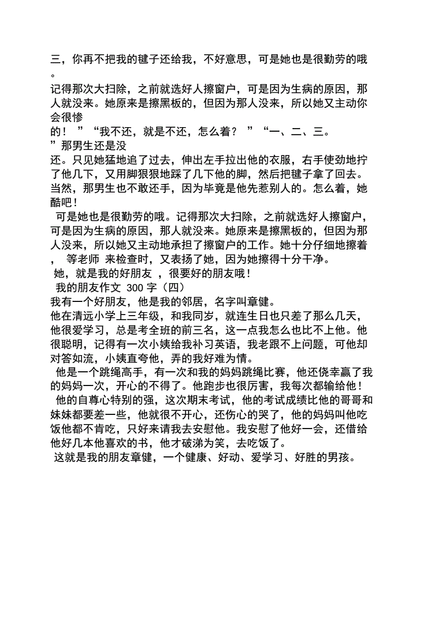 描写人的作文300字