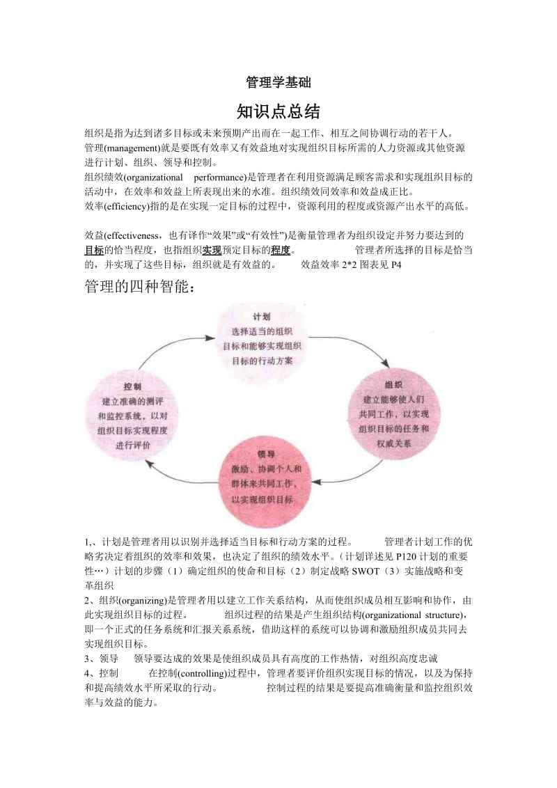 管理学基础知识点整理