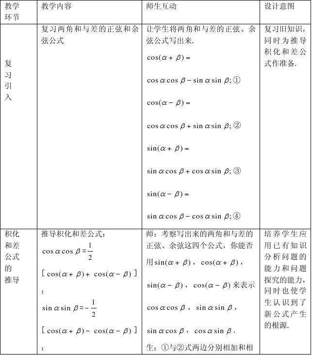 积化和差公式和差化积口诀