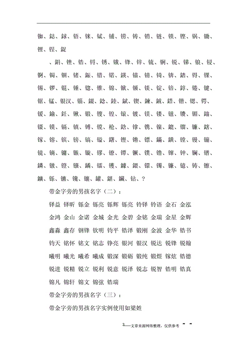 金字旁的