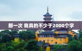 那一次 我真的不少于2000个字