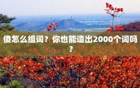 傻怎么组词？你也能造出2000个词吗？