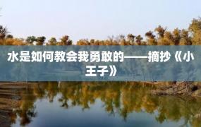 水是如何教会我勇敢的——摘抄《小王子》