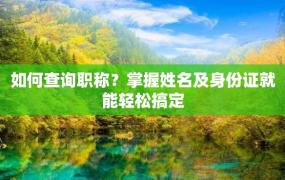 如何查询职称？掌握姓名及身份证就能轻松搞定