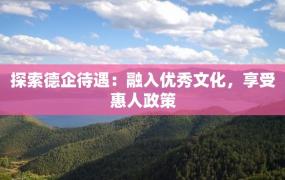 探索德企待遇：融入优秀文化，享受惠人政策