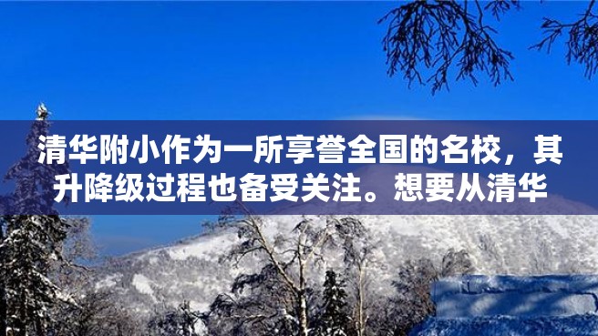 清华附小作为一所享誉全国的名校，其升降级过程也备受关注。想要从清华附小升到清华附中，相信是许多家长和学生心中的梦想。那么，对于这个问题，我们该怎么办呢？