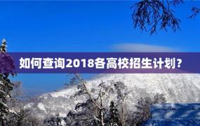 如何查询2018各高校招生计划？