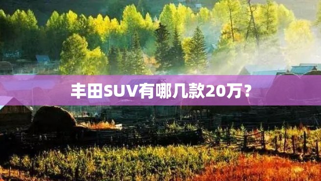 丰田SUV有哪几款20万？