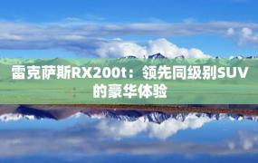 雷克萨斯RX200t：领先同级别SUV的豪华体验