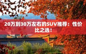 20万到30万左右的SUV推荐：性价比之选！