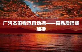 广汽本田锋范自动挡——高品质搭载加持