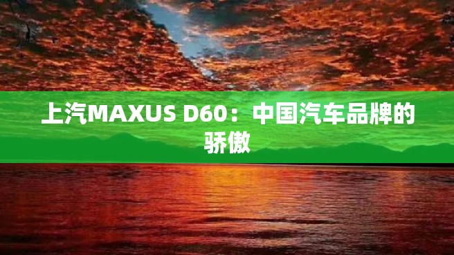 上汽MAXUS D60：中国汽车品牌的骄傲