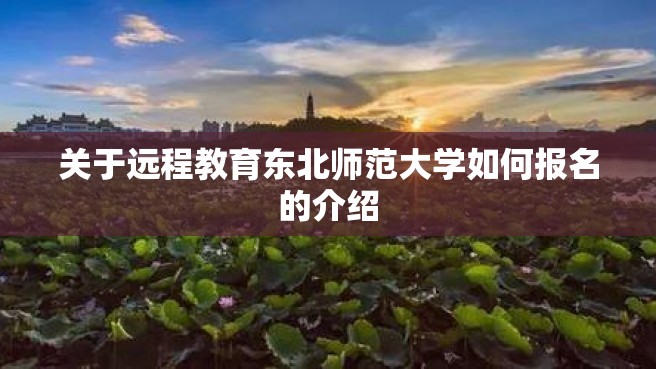 关于远程教育东北师范大学如何报名的介绍