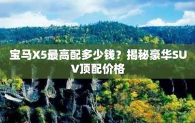 宝马X5最高配多少钱？揭秘豪华SUV顶配价格