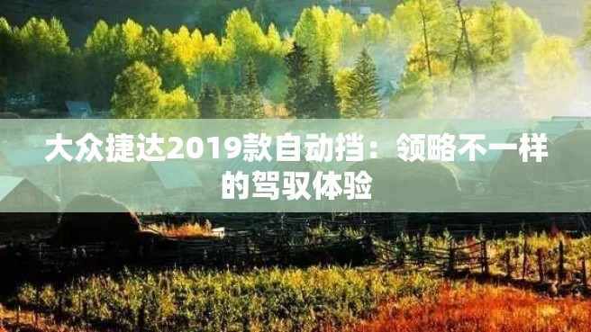 大众捷达2019款自动挡：领略不一样的驾驭体验