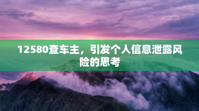 12580查车主，引发个人信息泄露风险的思考