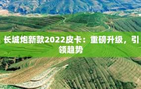 长城炮新款2022皮卡：重磅升级，引领趋势