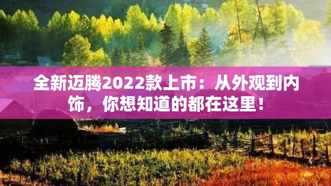 全新迈腾2022款上市：从外观到内饰，你想知道的都在这里！