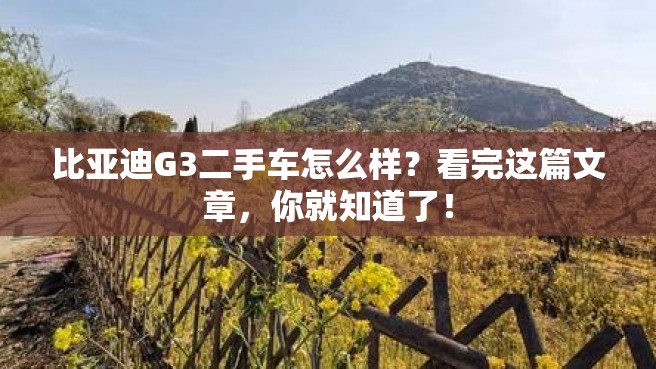 比亚迪G3二手车怎么样？看完这篇文章，你就知道了！