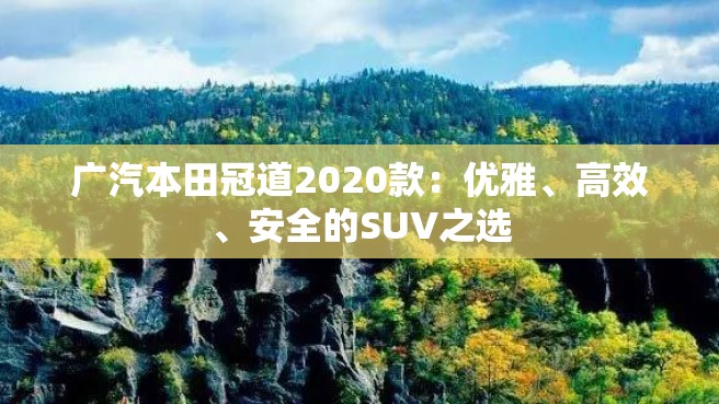 广汽本田冠道2020款：优雅、高效、安全的SUV之选