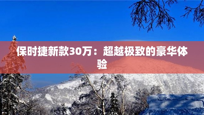 保时捷新款30万：超越极致的豪华体验