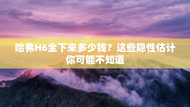 哈弗H6全下来多少钱？这些隐性估计你可能不知道