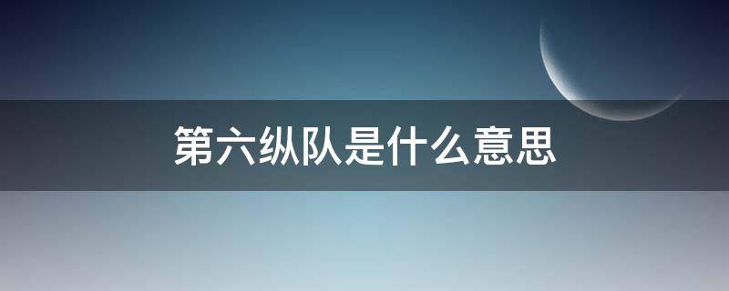 第六纵队是什么意思(六路纵队是什么意思)