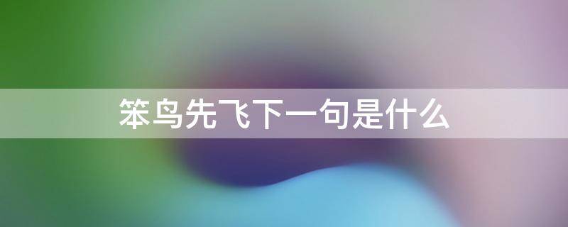 笨鸟先飞下一句是什么搞笑(笨鸟先飞下一句是什么生肖)