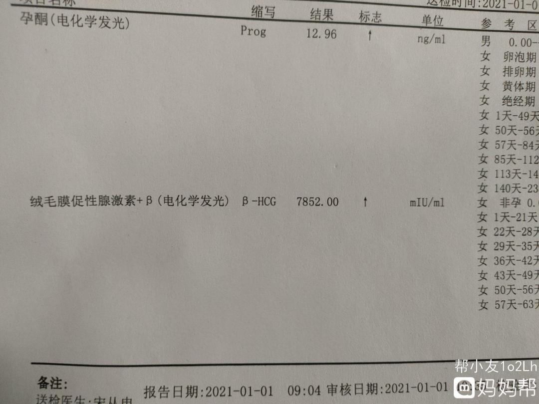 孕7周hcg和孕酮正常值