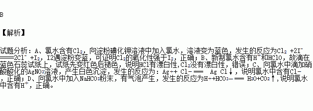 新制氯水的成分