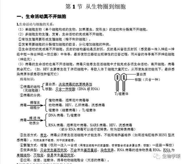 高中生物：基础知识点笔记，列提纲梳理，方便好记