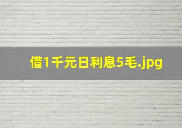 借1千元日利息5毛