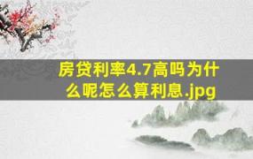 房贷利率4.7高吗为什么呢怎么算利息（首套房月利率4.7正常吗?）