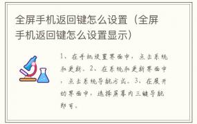 全屏手机返回键怎么设置 全屏手机返回键怎么设置显示