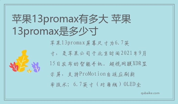 苹果13promax有多大 苹果13promax是多少寸