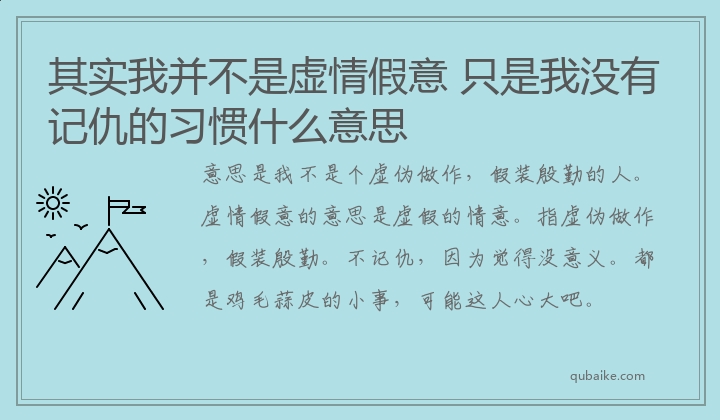 其实我并不是虚情假意 只是我没有记仇的习惯什么意思