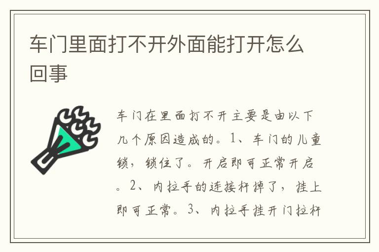 车门里面打不开外面能打开怎么回事