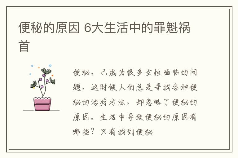 便秘的原因 6大生活中的罪魁祸首