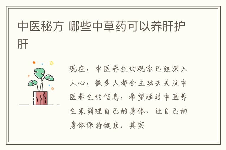 中医秘方 哪些中草药可以养肝护肝