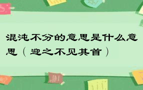 混沌不分的意思是什么意思（迎之不见其首）