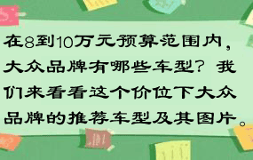 在8到10万元预算范围内，大众品牌有哪些车型？我们来看看这个价位下大众品牌的推荐车型及其图片。