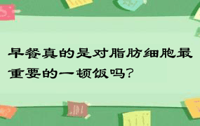 早餐真的是对脂肪细胞最重要的一顿饭吗？