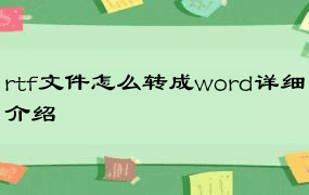 rtf文件怎么转成word详细介绍