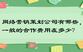 网络营销策划公司有哪些，一般的合作费用在多少？