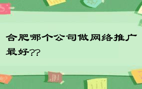 合肥哪个公司做网络推广最好??