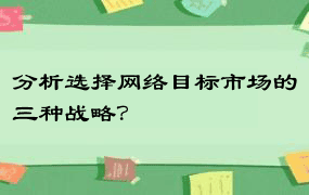 分析选择网络目标市场的三种战略？