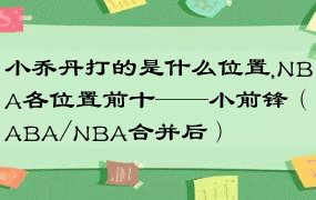 小乔丹打的是什么位置,NBA各位置前十——小前锋（ABA/NBA合并后）